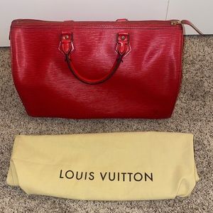 Louis Vuitton Speedy 35 Red Epi with Dust Bag and Lock (No Key)